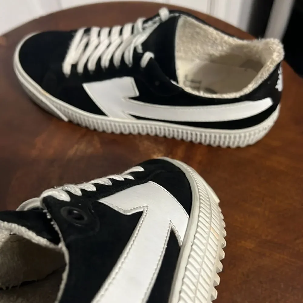 🔥 Off-White Virgil Abloh Arrow Women's Sneakers Sz 36 EU / 6 US Black White EUC